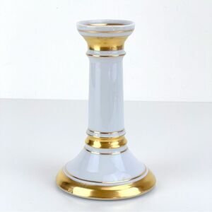 Limoges France Candle Stick Holder France Fine Bone China 6.5" White Gold
